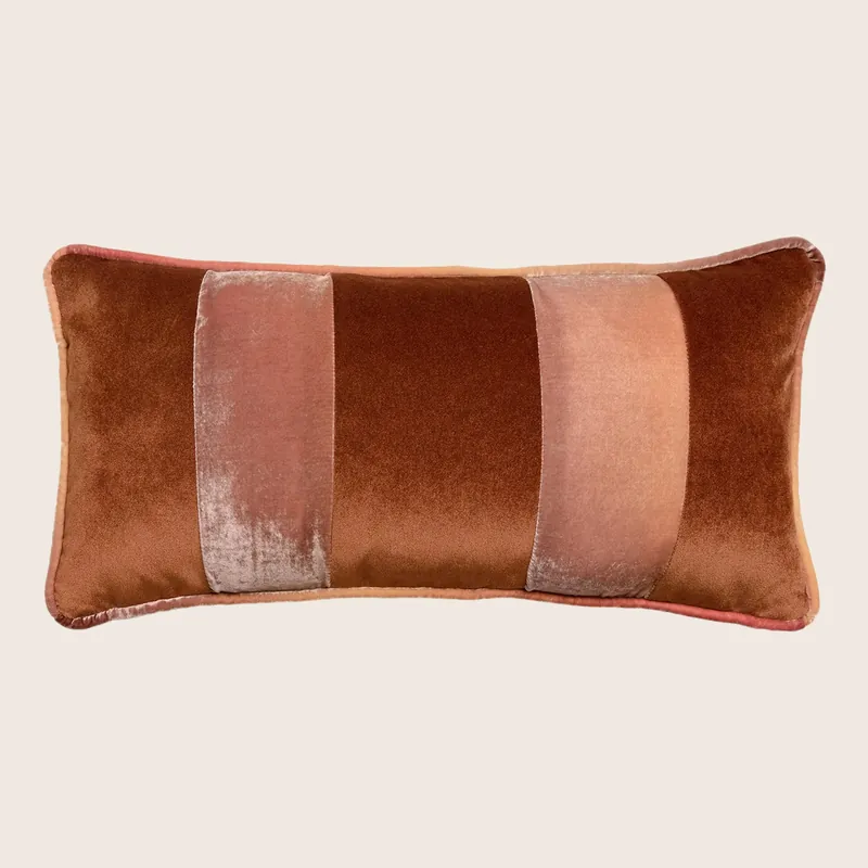 Banded High Performance Velvet Lumbar Pillow Sunstone - Kevin O'Brien (Drop Ship)