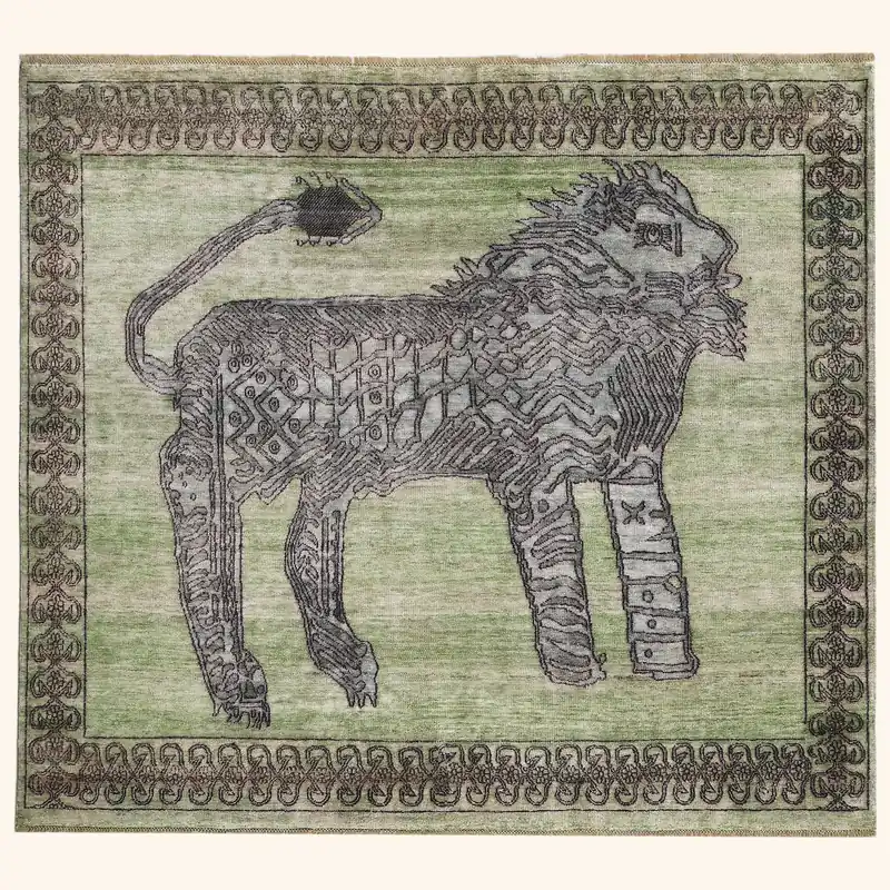 Sage Alchemy Traditional Silk Wool Blend Rug - 5'10" x 5'2"