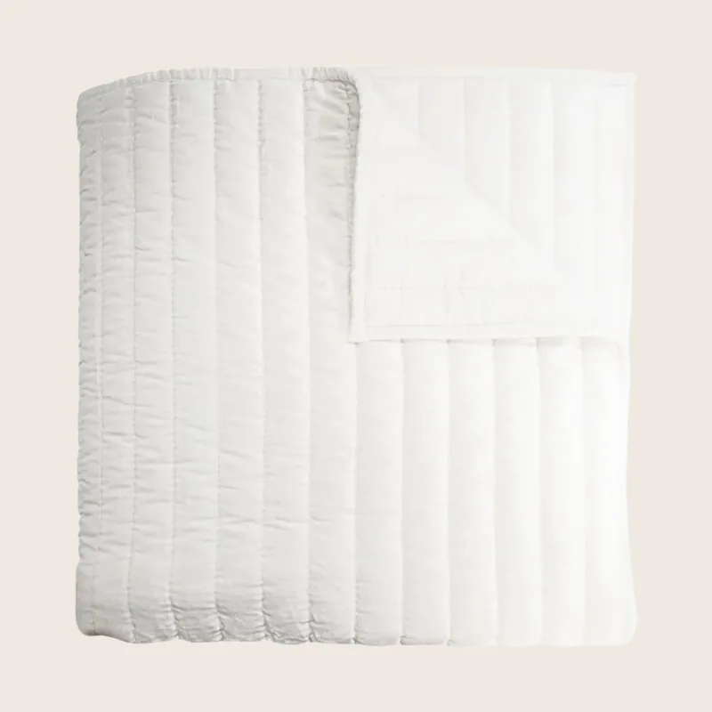 Channel Velvet Quilted Coverlet White - Kevin O'Brien (Drop Ship)
