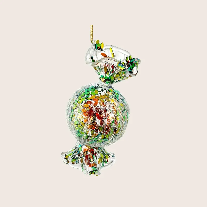 Glitter Sequin Glass Candy Ornament - Shishi