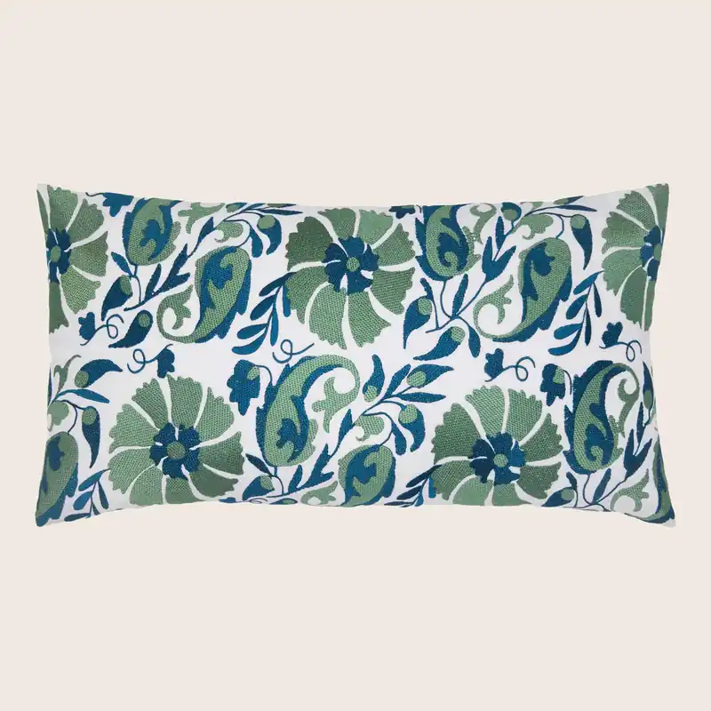 Samaira Embroidered Lumbar Pillow - John Robshaw (Leased)