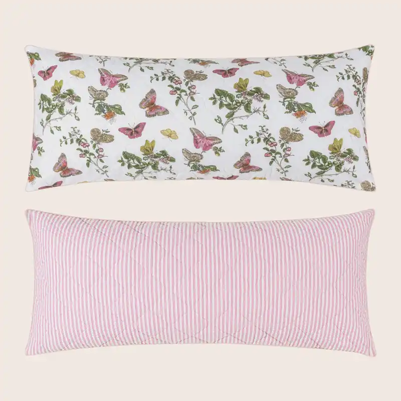 Reversible Baudin Butterfly Quilted Lumbar Pillow - Matouk (Consigned)