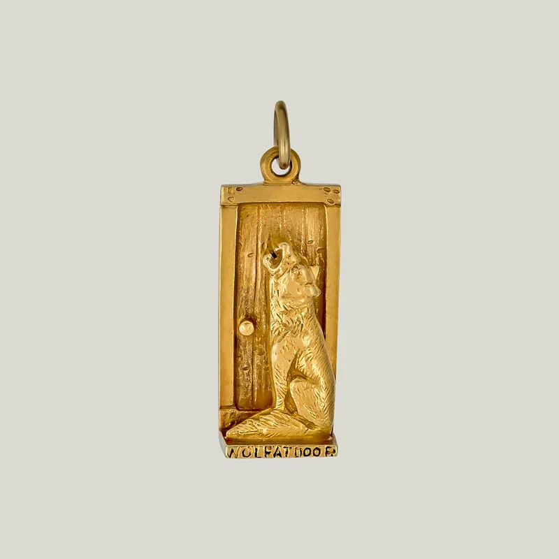Vintage Wolf at Door Charm - Odeon Collection (Leased)