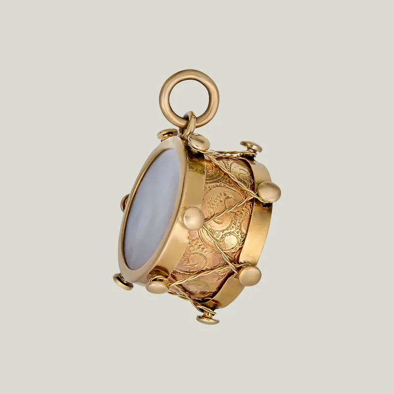 Retro Mother-of-Pearl Drum Charm