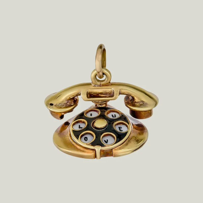 Vintage "I Love U" Phone Charm - Odeon Collection (Leased)