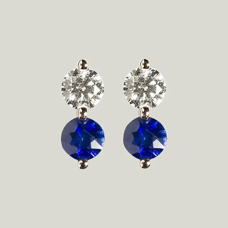 Diamond + Blue Sapphire Doubles Studs - Lee Jones (Drop Ship)