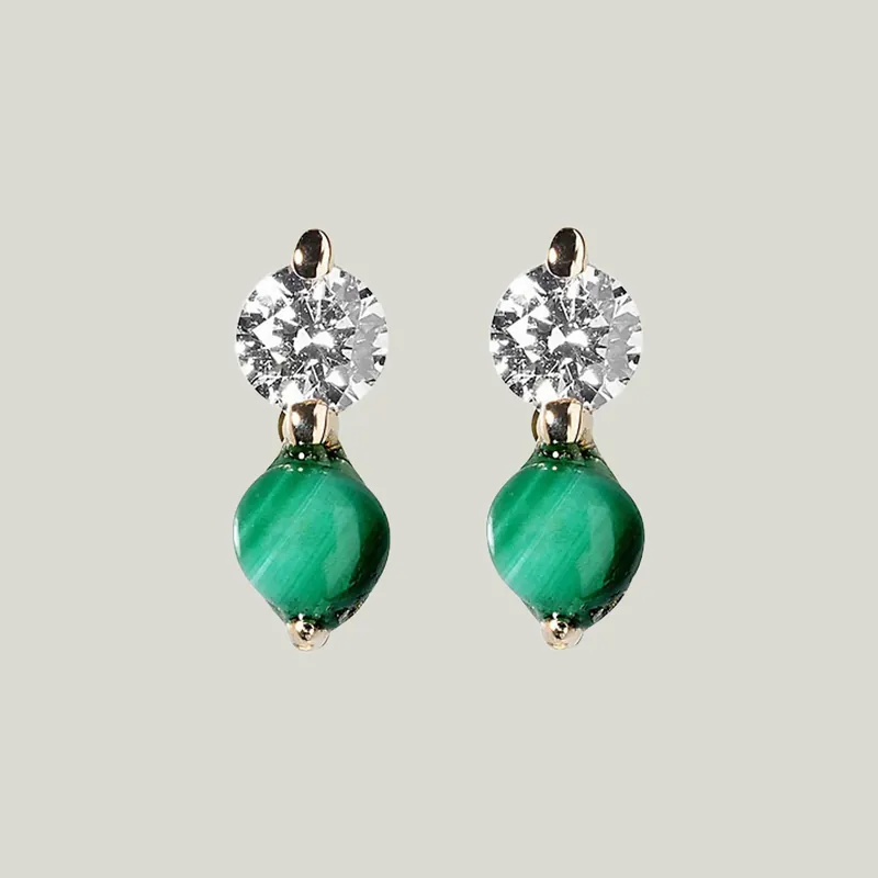 Diamond + Malachite Doubles Studs - Lee Jones (Drop Ship)