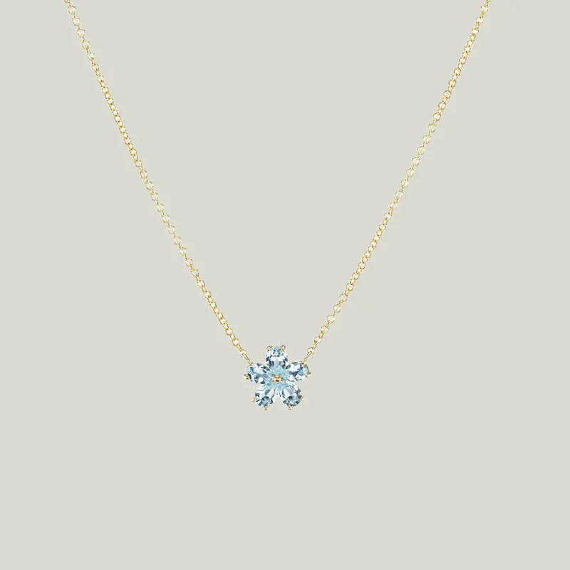 Mini Classic Aquamarine Forget-Me-Not Necklace
