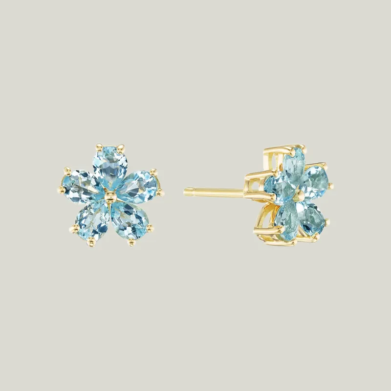 Mini Classic Aquamarine Forget-Me-Not Earrings