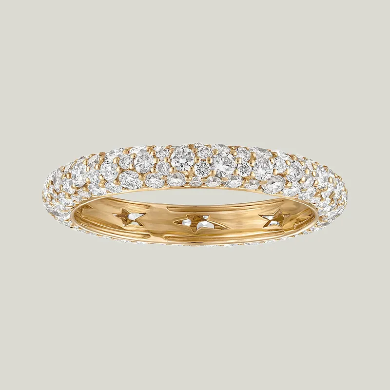 Glitter Stack Ring, Yellow Gold, Rainbow, Size 7 - Eden Presley (Consigned)
