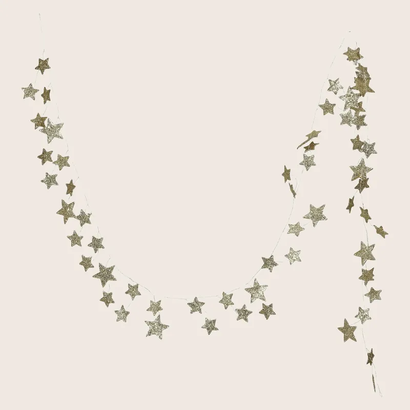 Glitter Star Garland, Gold - Creative Co-Op