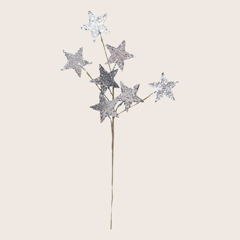 Paper Glitter Pick Star, Silver - Creative Co-Op
