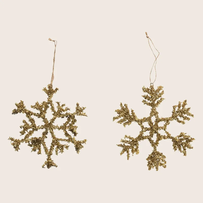 Glass Beaded Metal Snowflake Ornament, Assorted - Creative Co-Op