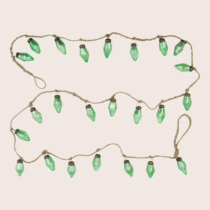 Mercury Glass Ornament Garland, Green - Creative Co-Op