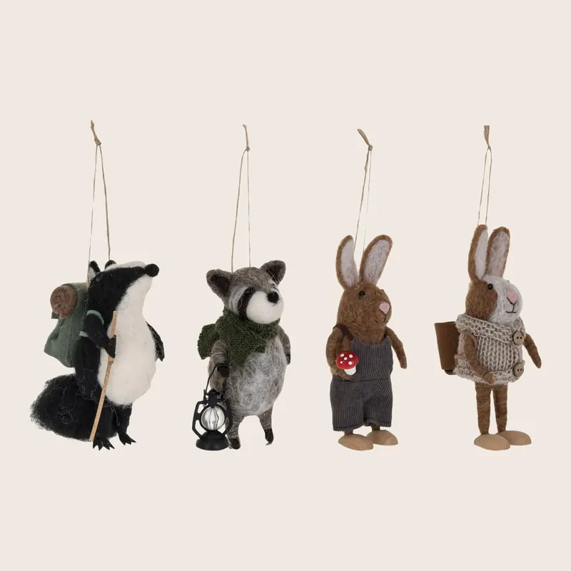 Wool Felt Forest Animal Ornament, Assorted - Creative Co-Op