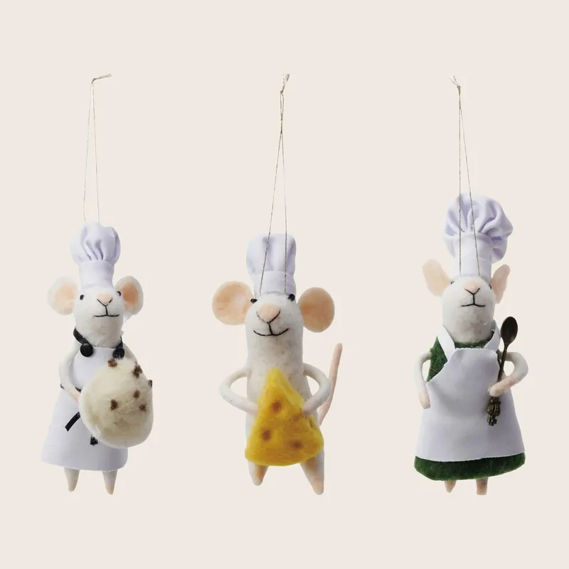 Wool Felt Chef Mouse, Assorted - Creative Co-Op