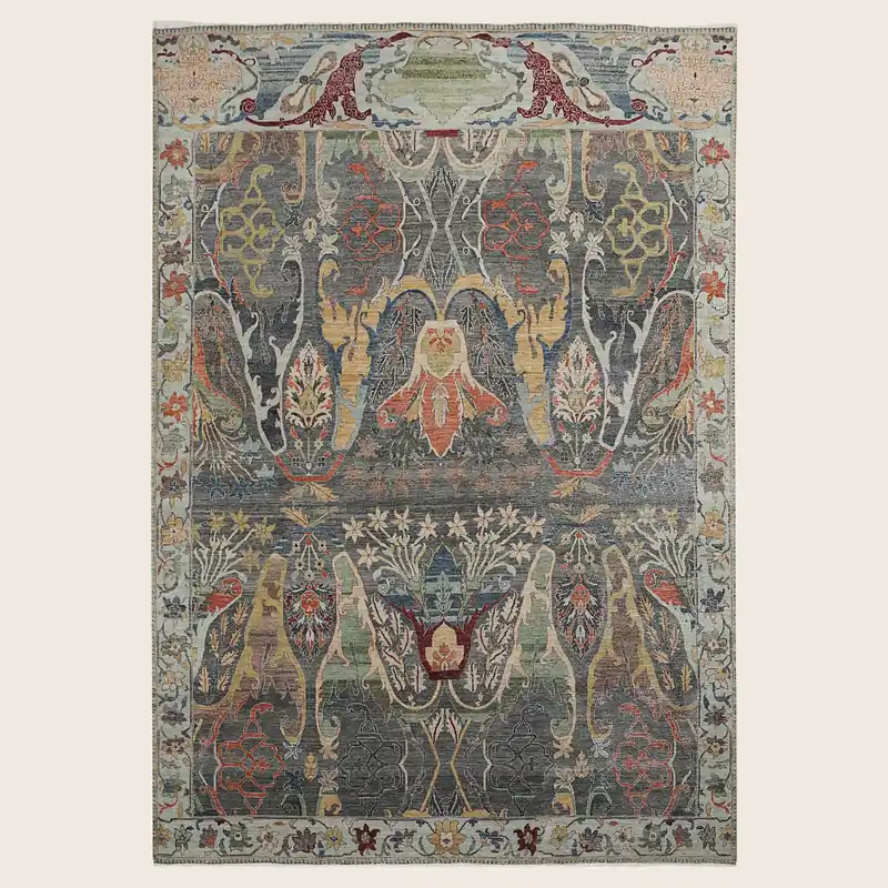 Charcoal Traditional Wool Rug - 9'10" x 13'11"