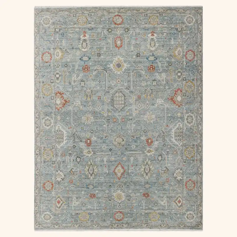 Light Blue Antique Revival Wool Rug - 7'9" x 9'10"