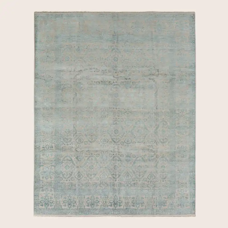 Sky Transitional Wool Art Silk Blend Rug - 8'1" x 10'