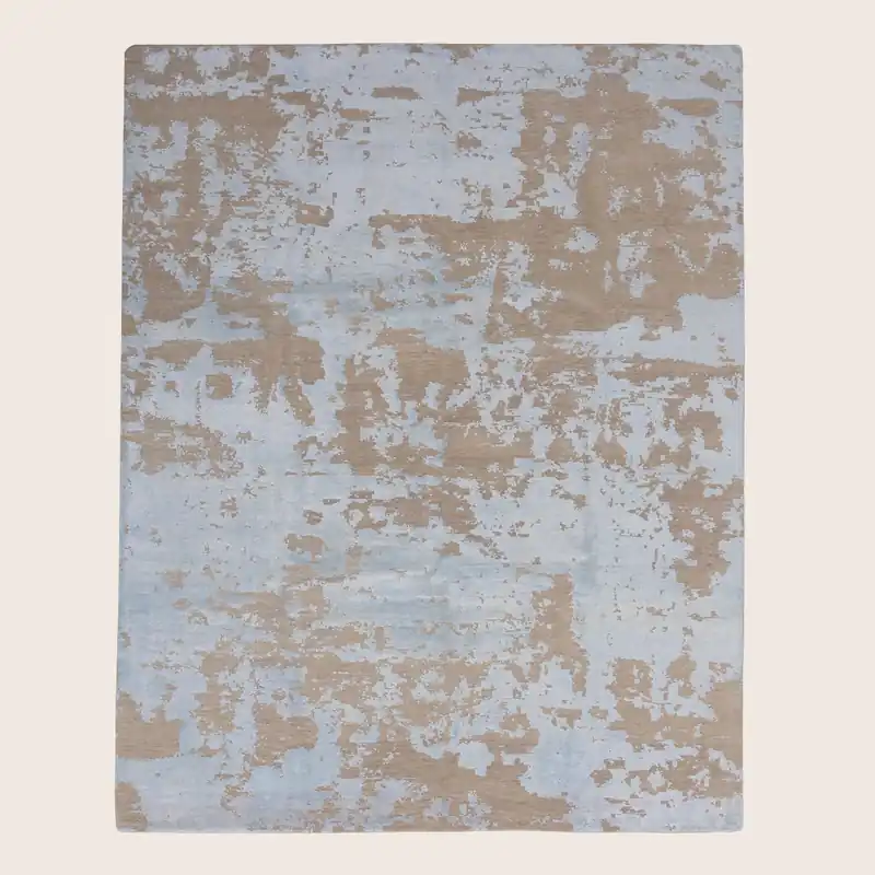 Blue Contemporary Wool Art Silk Blend Rug - 7'10" x 9'10"