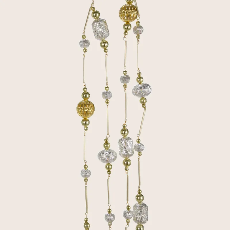 6' Silver and Gold Metal Beaded Garland - Kurt S. Adler, Inc.