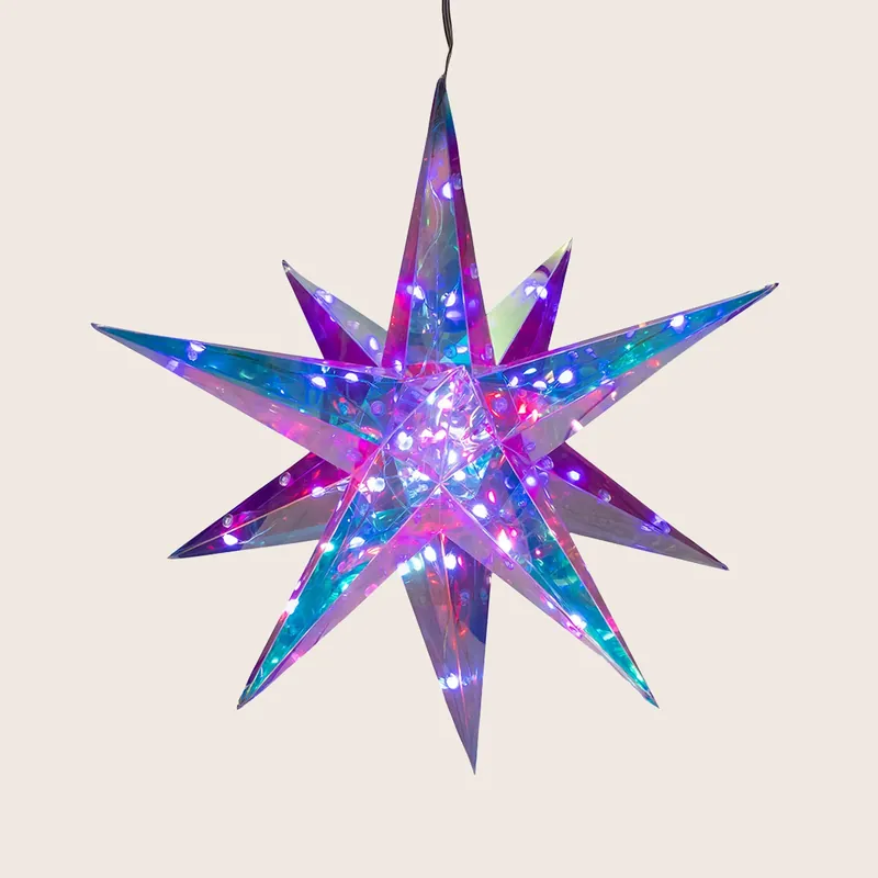 14.5" Lighted Magical Iridescence Holographic Foldable Starburst + Remote - Kurt S. Adler, Inc.