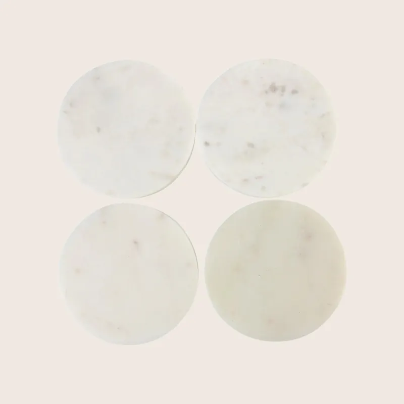 White Marble Round Coasters, Set of 4 - Be Home