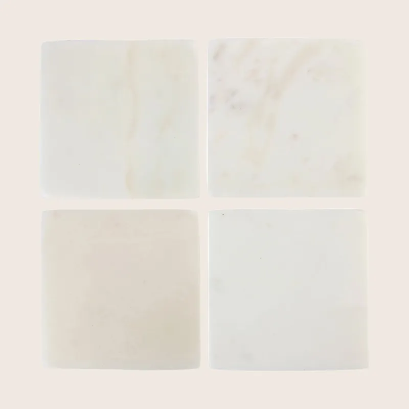 White Marble Square Coasters, Set of 4 - Be Home