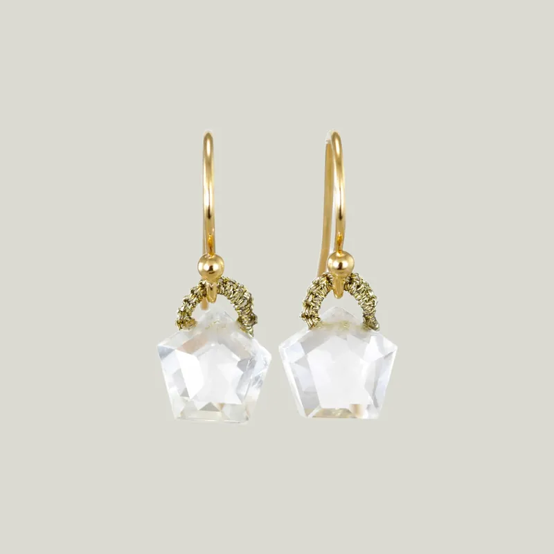Pentagon Gems Earrings-Crystal Quartz Earrings