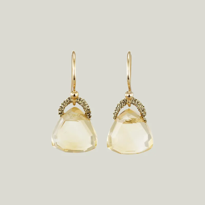 Triangle Gem Earrings-Citrine Earrings