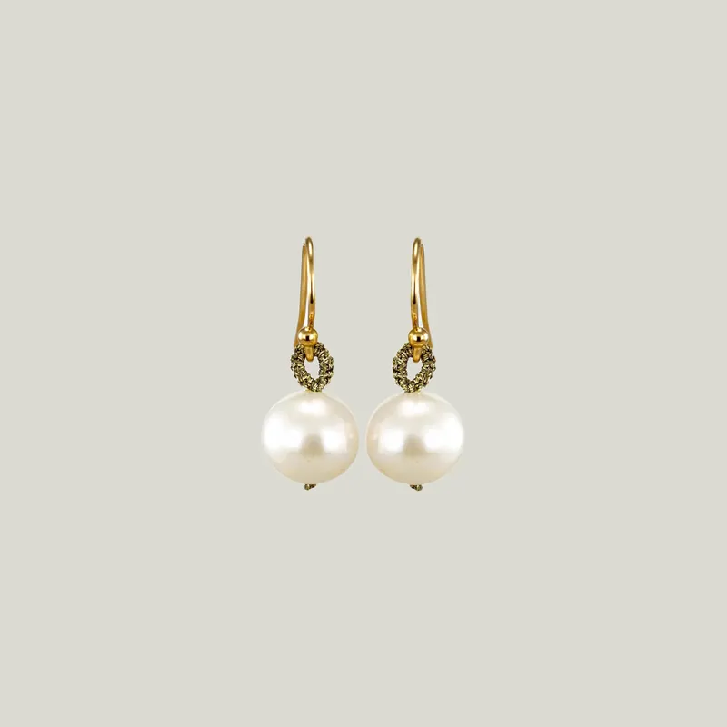 White Pearl Globe Drop Earrings - Danielle Welmond (Leased)