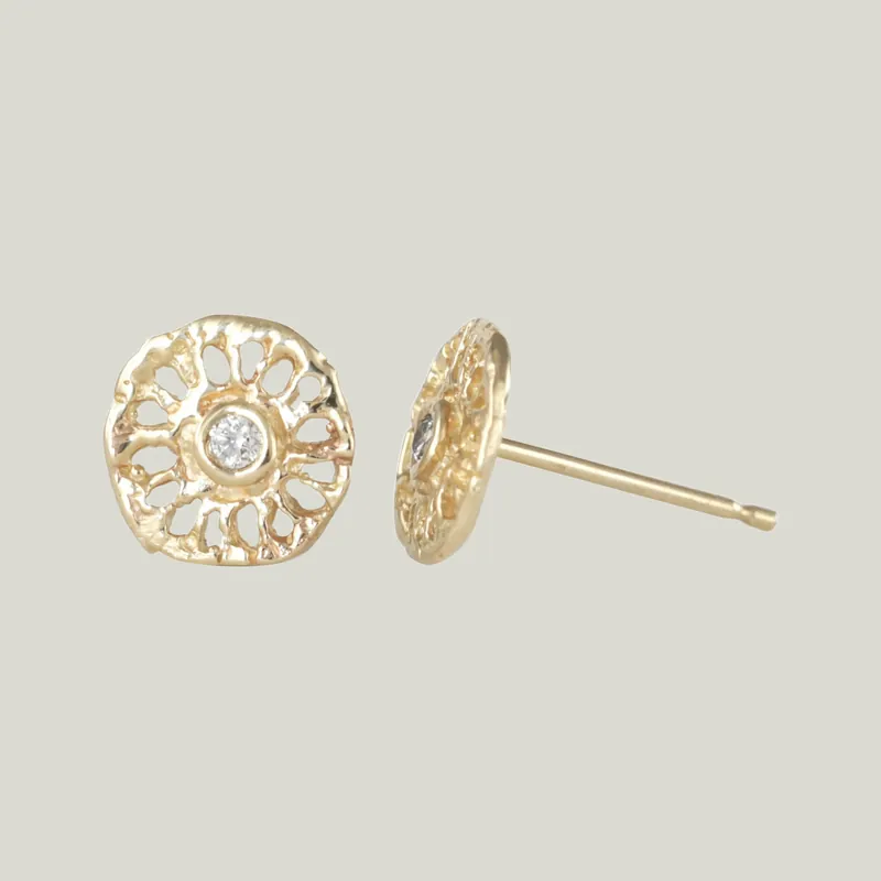 Round Lace Diamond Coin Studs - Danielle Welmond (Leased)