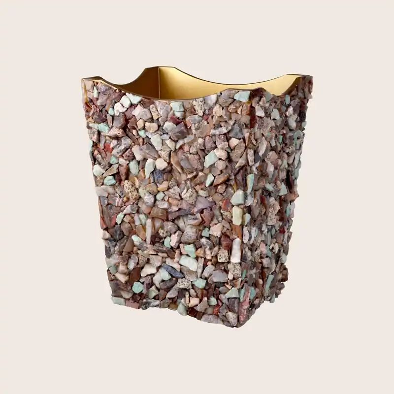 Mojave Scalloped Wastebasket + Liner - Mike & Ally Inc.