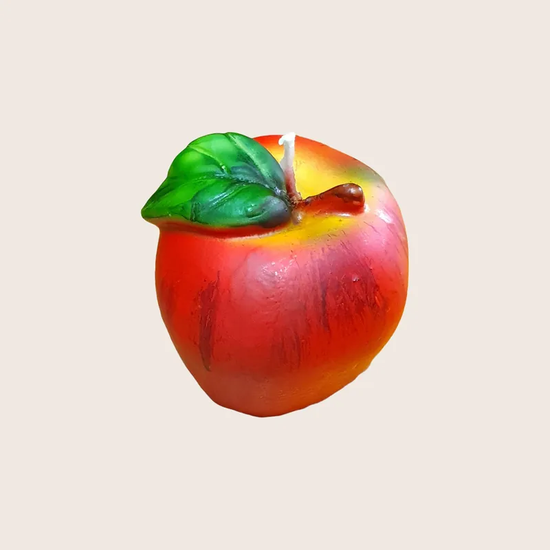 Red Apple with Leaf Candle - Cereria Introna Srl