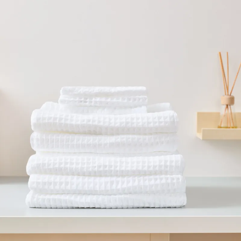 Air Waffle Towels, White - Focus America Corporation