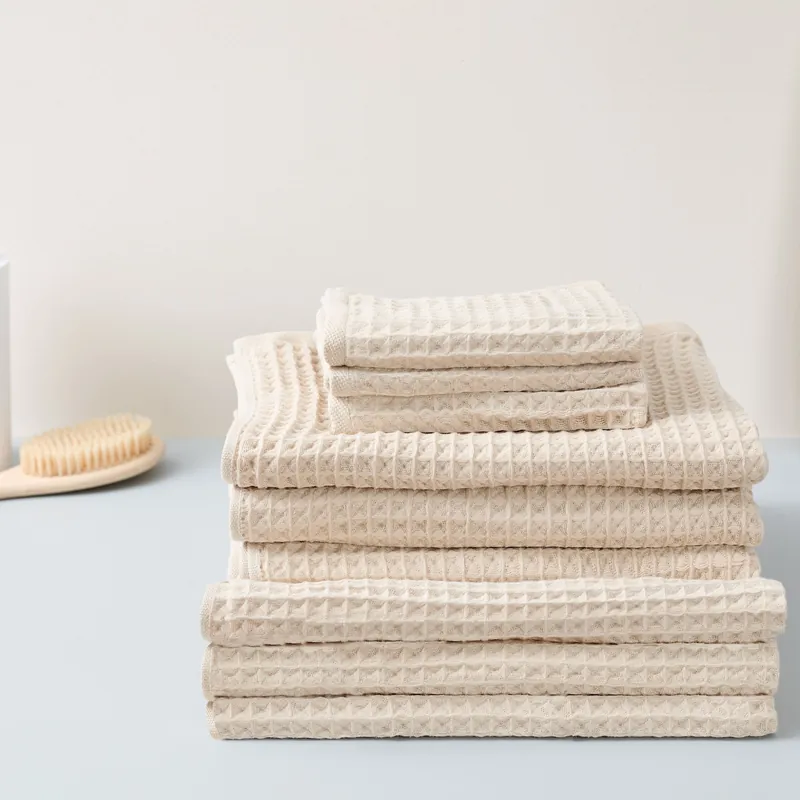 Air Waffle Towels, Beige - Focus America Corporation