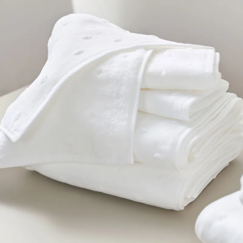 Zero Twist Dot Towels, White - Focus America Corporation