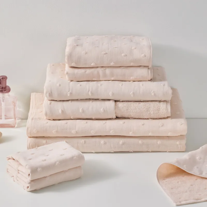 Zero Twist Dot Towels, Beige - Focus America Corporation