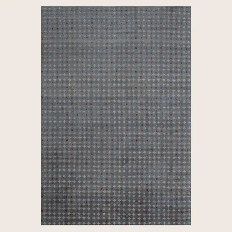 Grey Rust Contemporary Silk Wool Blend Rug - 6' x 9'