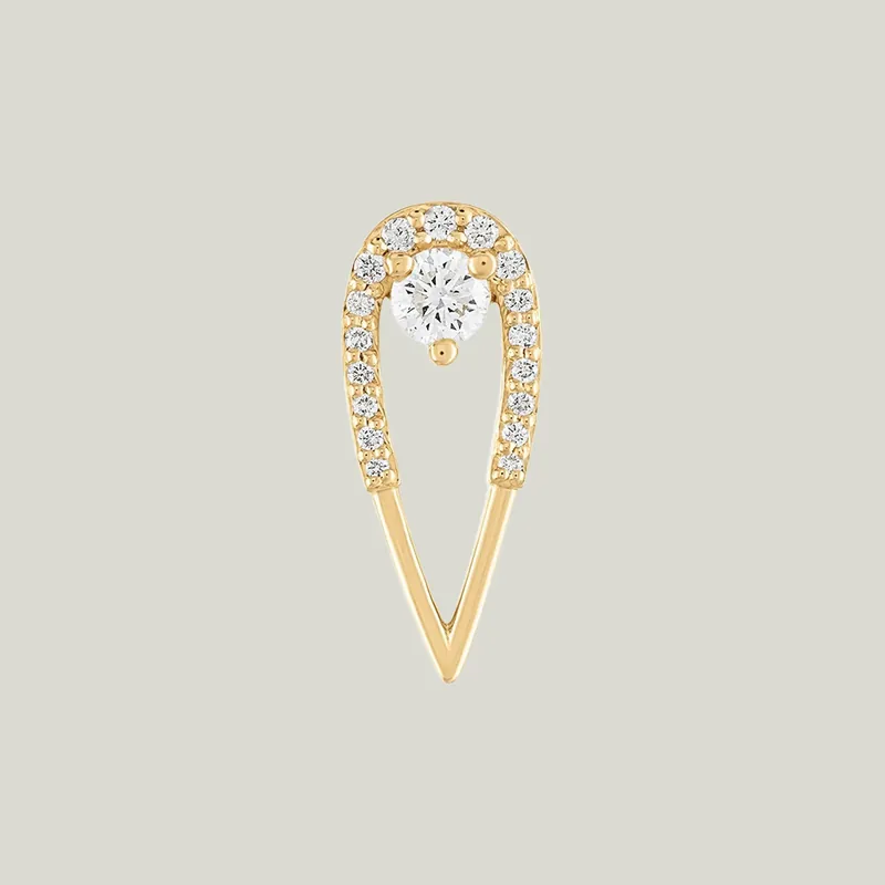 Peacock Stud Earrings, Yellow Gold, White Diamond, Medium - Eden Presley (Consigned)