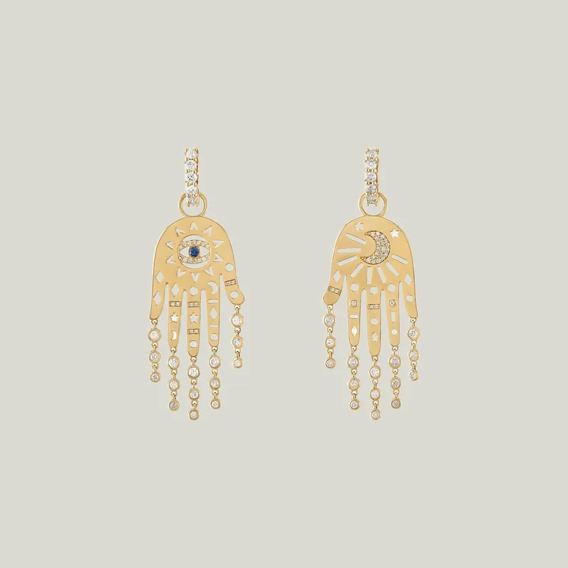 Divine Intervention Drops with Diamond Huggies, Yellow Gold - Eden Presley (Consigned)