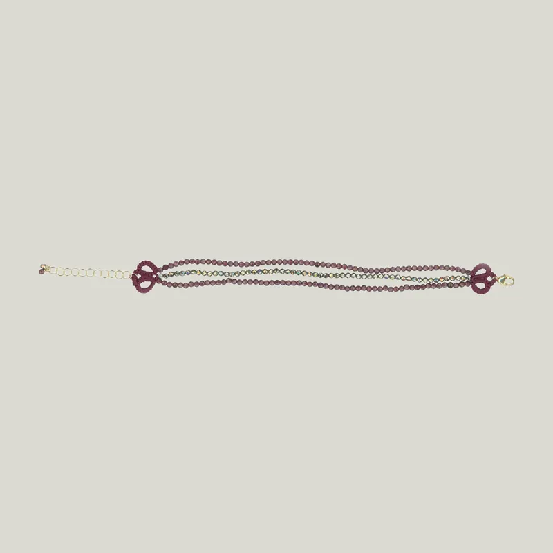Triple Strands Bracelet with Garnet and Pyrite - Danielle Welmond (Leased)