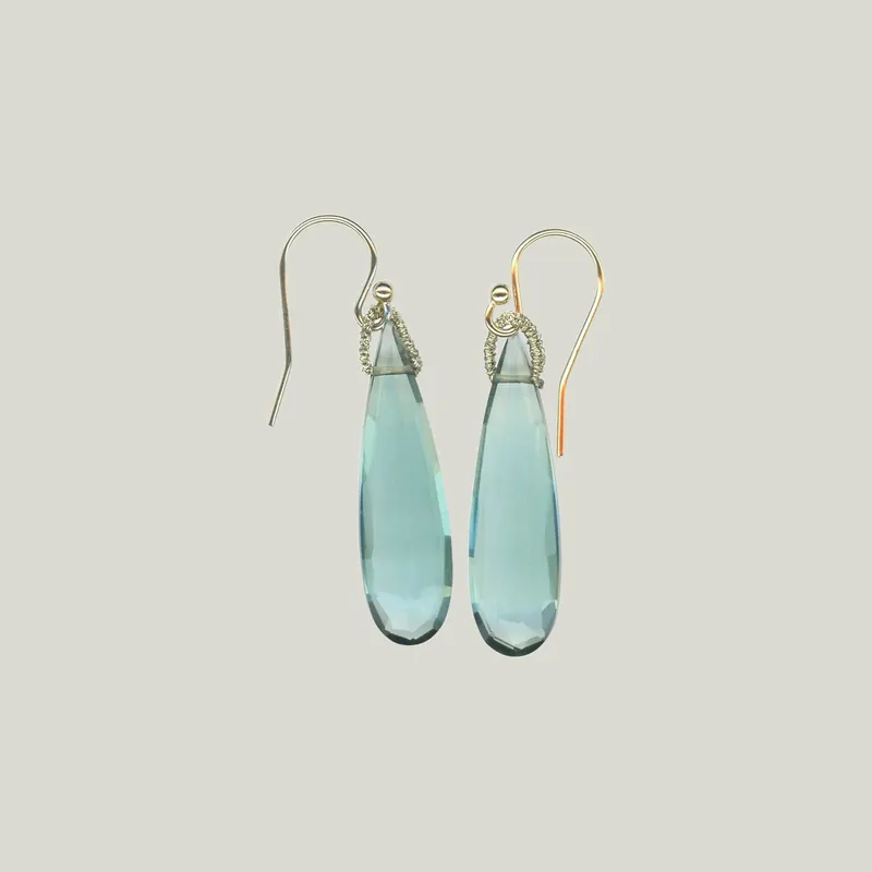 Aquamarine Quartz Drop Earrings - Danielle Welmond (Leased)