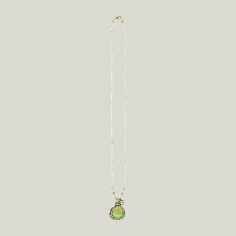 Caged Peridot Quartz Necklace - Danielle Welmond (Leased)