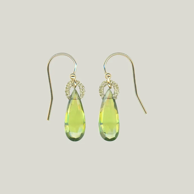 Peridot Quartz Drop Earrings - Danielle Welmond (Leased)
