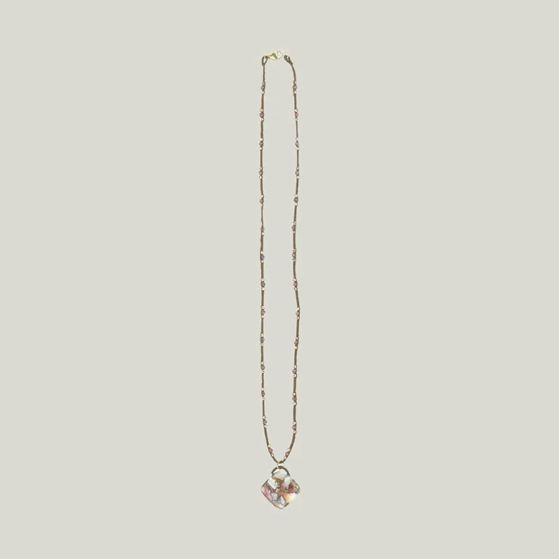 Oyster Bronze Square Drop Necklace - Danielle Welmond (Leased)