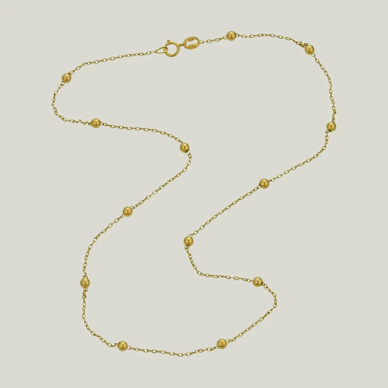 14KYG Saturn Gold Ball Station Chain - Odeon Collection (Leased)