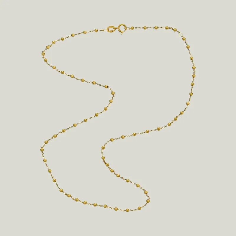 14KYG Mini Saturn Gold Ball Station Chain - Odeon Collection (Leased)