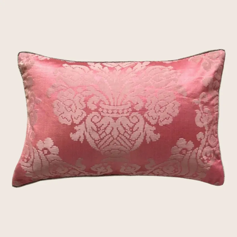 Antique Silk Damask Lumbar Pillow - Threads Soft Goods