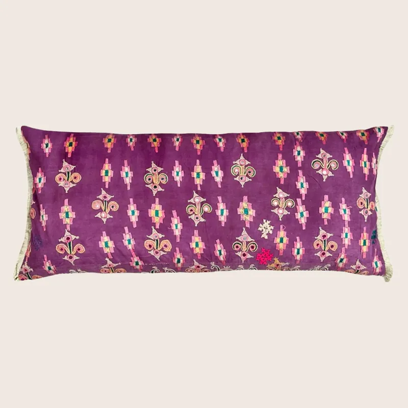 Vintage Banjara Embroidered Lumbar Pillow - Threads Soft Goods